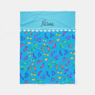 Manta Polar Nombre personalizado de bikinis azul cielo arco ir