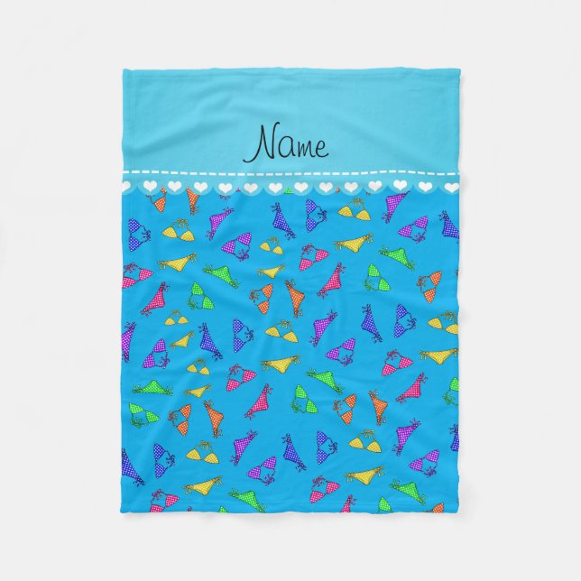 Manta Polar Nombre personalizado de bikinis azul cielo arco ir (Anverso)