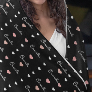 Manta Polar Nombre personalizado de Camila PATRÓN DE CORAZONES