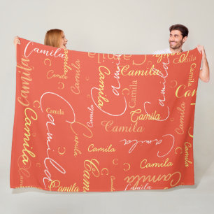 Manta Polar Nombre personalizado de Camila repetido inicialmen