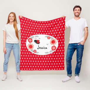 Manta Polar Nombre personalizado de crema cúrcuta rosa y flor