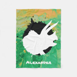 Manta Polar Nombre personalizado de Dinosaur Triceratops Green