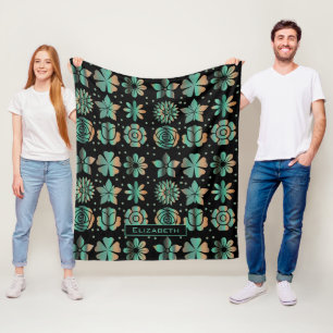 Manta Polar Nombre personalizado de Doodle greenerenery floral