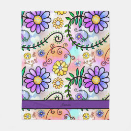 Manta Polar Nombre personalizado de floral de bonito