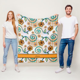 Manta Polar Nombre personalizado de floral de otoño acogedor