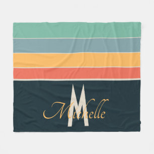 Manta Polar Nombre personalizado de franja colorida retro de l