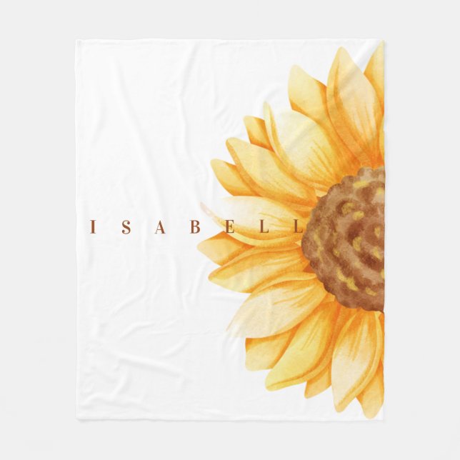 Manta Polar Nombre personalizado de girasol acuático moderno  (Anverso)