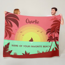 Nombre personalizado de Ilustracion de playa y man