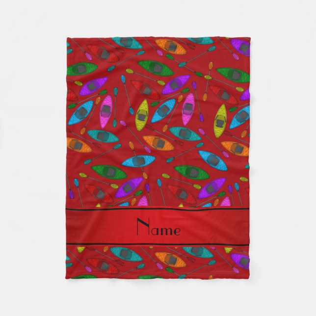 Manta Polar Nombre personalizado de kayaks arcoiris rojos (Anverso)