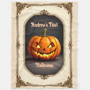 Manta Polar Nombre personalizado de la calabaza de Halloween d