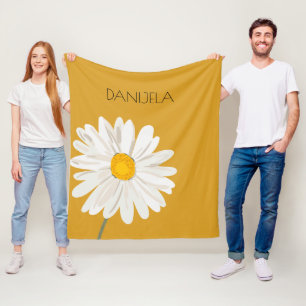 Manta Polar Nombre personalizado de la flor de margarita blanc