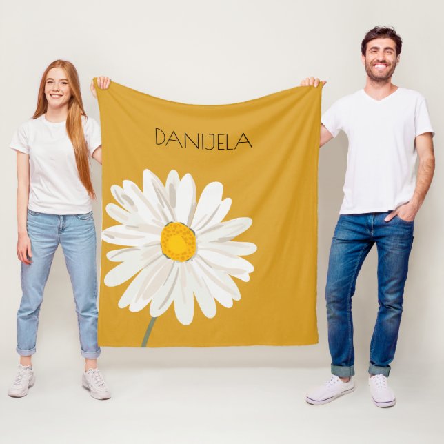 Manta Polar Nombre personalizado de la flor de margarita blanc (In situ)