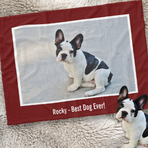 Manta Polar Nombre personalizado de la foto del bulldog y del