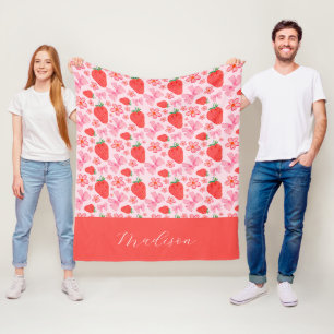 Manta Polar Nombre personalizado de la fresa de coqueta rosa g