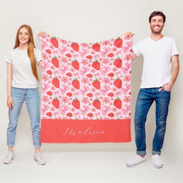 Manta Polar Nombre personalizado de la fresa de coqueta rosa g (In situ)