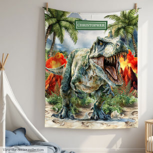 Manta Polar Nombre personalizado de la funda de dinosaurio T-R