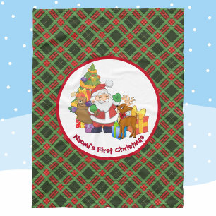 Manta Polar Nombre personalizado de la primera Navidad del beb