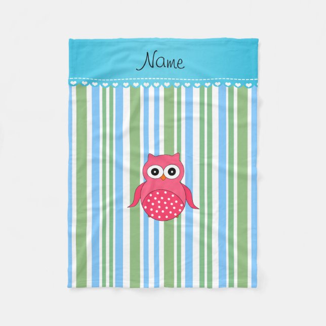 Manta Polar Nombre personalizado de las rayas verdes azules de (Anverso)