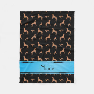 Manta Polar Nombre personalizado de los perros Whippet negros