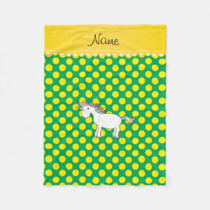 Manta Polar Nombre personalizado de los puntos de polka verde 