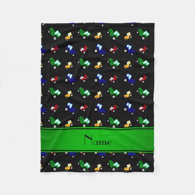 Manta Polar Nombre personalizado de los tractores negros (Anverso)