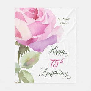Manta Polar Nombre Personalizado de Monja 75º Aniversario Rosa