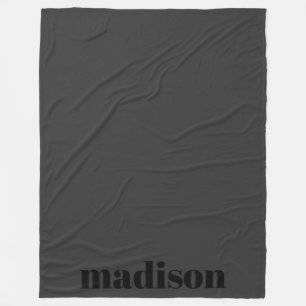 Manta Polar Nombre personalizado de monograma moderno negro ma