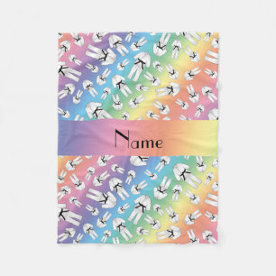 Manta Polar Nombre personalizado de patrón de karate arco iris