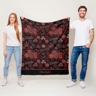 Manta Polar Nombre personalizado de patrón sin costura y flora