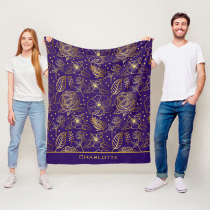 Manta Polar Nombre personalizado de patrón sin soldadura dorad