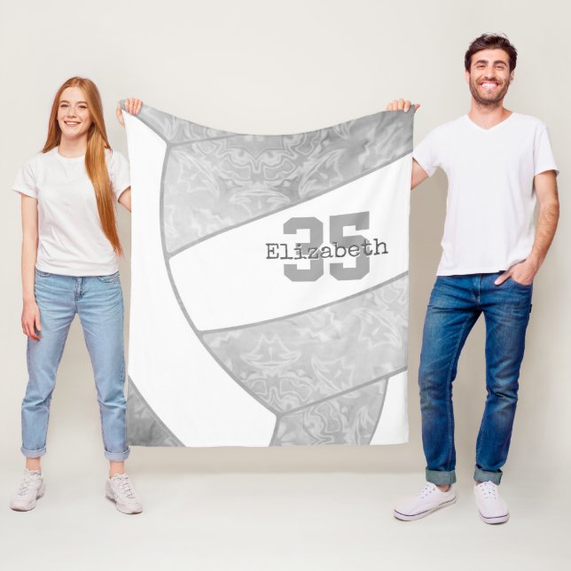 Manta Polar nombre personalizado de voleibol blanco gris oscur (In situ)