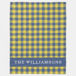 Manta Polar Nombre personalizado del azul amarillo dorado retr