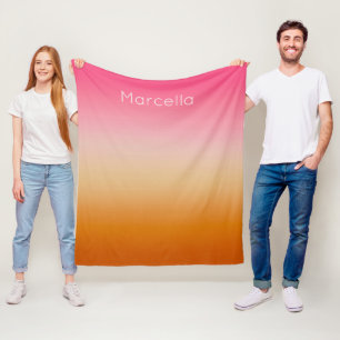 Manta Polar Nombre personalizado del embrión rosado del Naranj