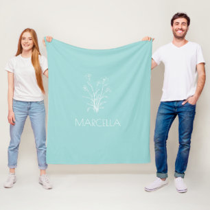 Manta Polar Nombre personalizado del esbozo floral moderno