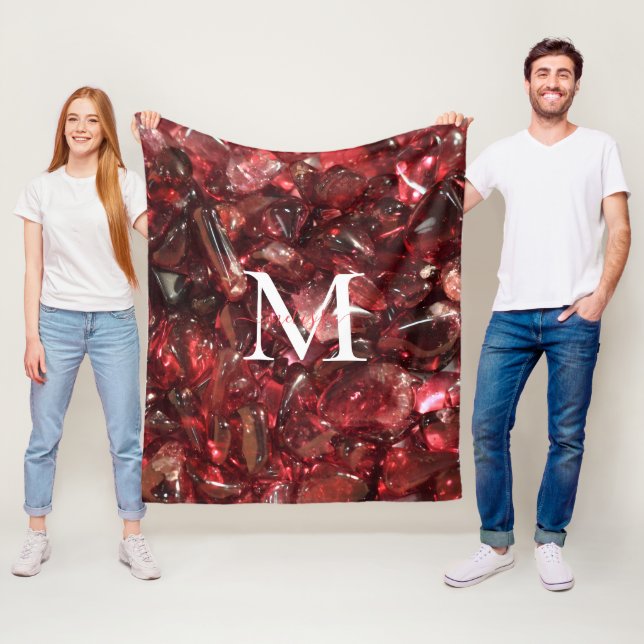 Manta Polar Nombre personalizado del monograma de garnet Birth (In situ)