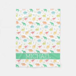 Manta Polar Nombre personalizado del patrón de dinosaurio azul