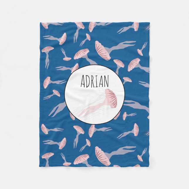 Manta Polar Nombre personalizado del patrón de medusas del océ (Anverso)