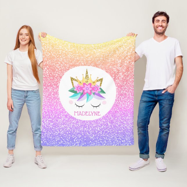 Manta Polar Nombre personalizado del Purpurina arcoiris de la  (In situ)