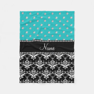 Manta Polar Nombre personalizado diamantes turquesa de damasco