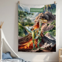 Nombre personalizado Dinosaur Blanket para niños C