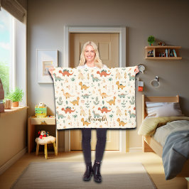 Manta Polar Nombre personalizado Dinosaurios pequeños tonos ne