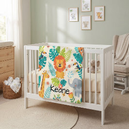 Manta Polar Nombre Personalizado Diversión en la Jungla