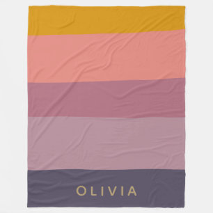Manta Polar Nombre personalizado Earthy Warm Muted Stripes
