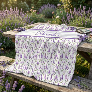 Manta Polar Nombre personalizado en lavanda verde salvia púrpu