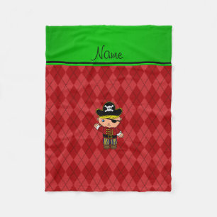 Manta Polar Nombre personalizado estilo de argyle rojo pirata