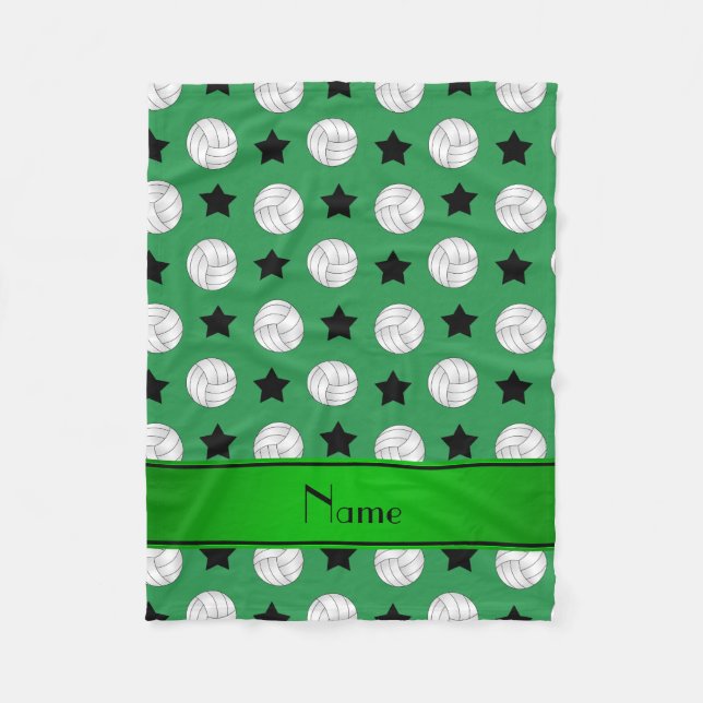 Manta Polar Nombre personalizado estrellas negras de voleibol  (Anverso)