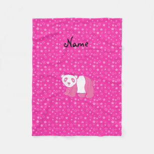 Manta Polar Nombre personalizado estrellas rosas pandas rosada