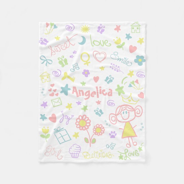 Manta Polar Nombre Personalizado Fleece Blanket For Baby Girl, (Anverso)