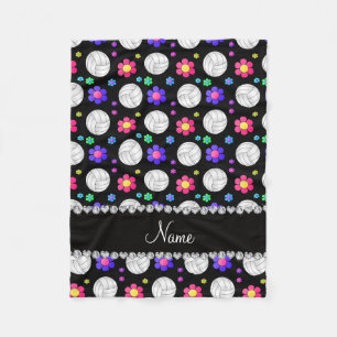 Manta Polar Nombre personalizado Flores arco iris de voleibol