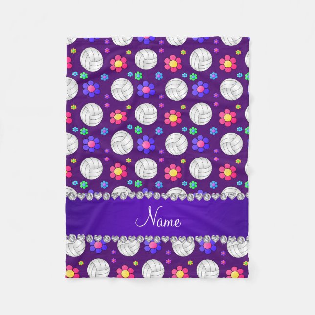 Manta Polar Nombre personalizado Flores arco iris de voleibol  (Anverso)